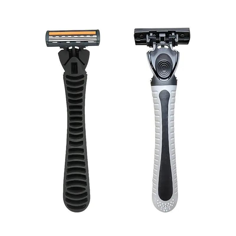 Handheld Men's Razor Set, 1 Set Non-slip Handle Razor with Replacement Blades, Professional Shaving Tool for Men, Great for Barber Shop Salon Home Use