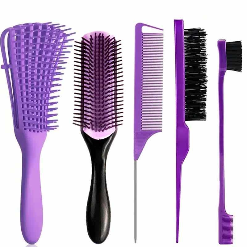 Summer Hair Styling Comb Set, 5 Counts set Hair Detangling & Styling Tool Set, Teasing Hair Brush, Scalp Massage Comb, Hairdressing Comb for Women and Men, Hair Grooming Comb, Hair Beauty Supplies, Hair Product, Christmas Gift