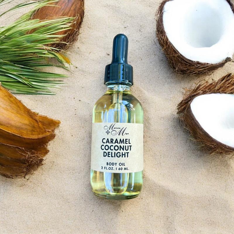 Caramel Coconut  Body Oil - Moisturizing Massage Oil -Non Greasy Oil For Soft Skin