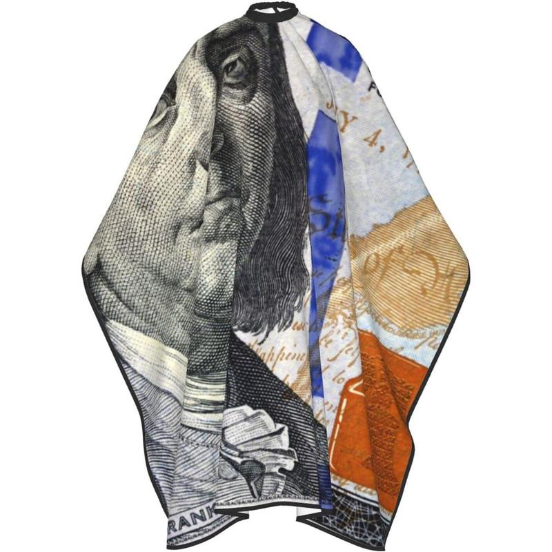 ONE TO PROMISE Dollars Bill Cash Barber Cape Usa One Hundred Dollars Bill Hair Cut Salon Cape,Hair Stylist Hairdresser Styling Cape,Waterproof Haircut Apron Cover Up For Adults,55"X66"