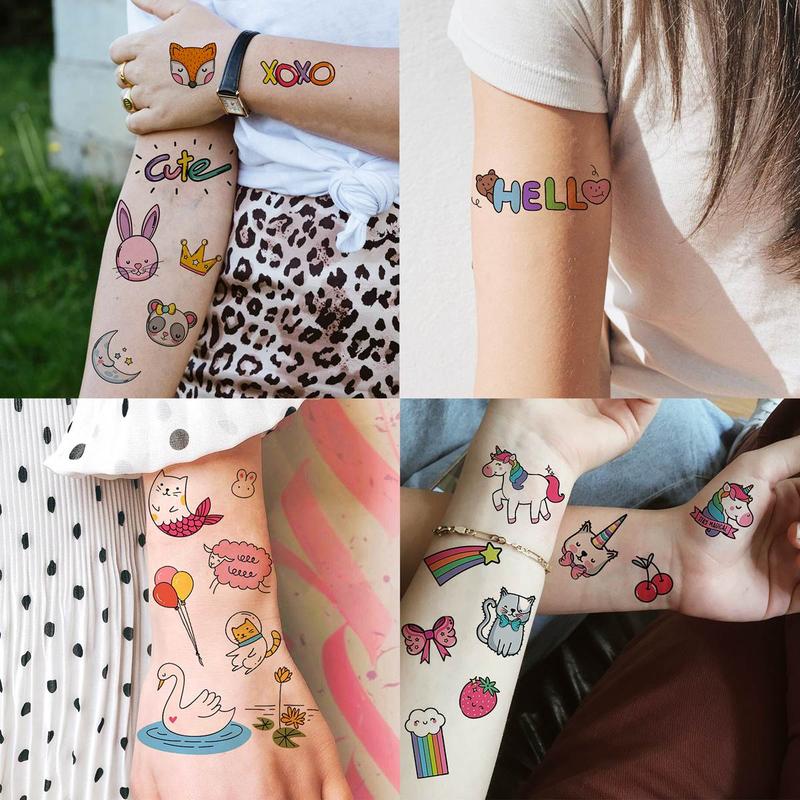 Colorful Animals Pattern Temporary Tattoo Sticker, 60pcs set Funny Waterproof Fake Tattoo Sticker, Body Art Sticker for Kids & Adults