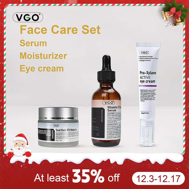 VGO-Vitamin C Serum, Moisturizer, and Eye Cream Set Cleansing Moisturizing Suitable for sensitive skin-A Comfort Skin Repair-B