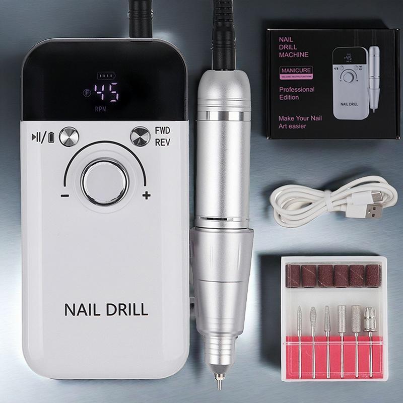 Professional Electric Nail Drill Machine, 1 Set Portable Nail File Manicure Tools, Rechargeable Nail Drill for Gel Nails Polish, Nail Supplies