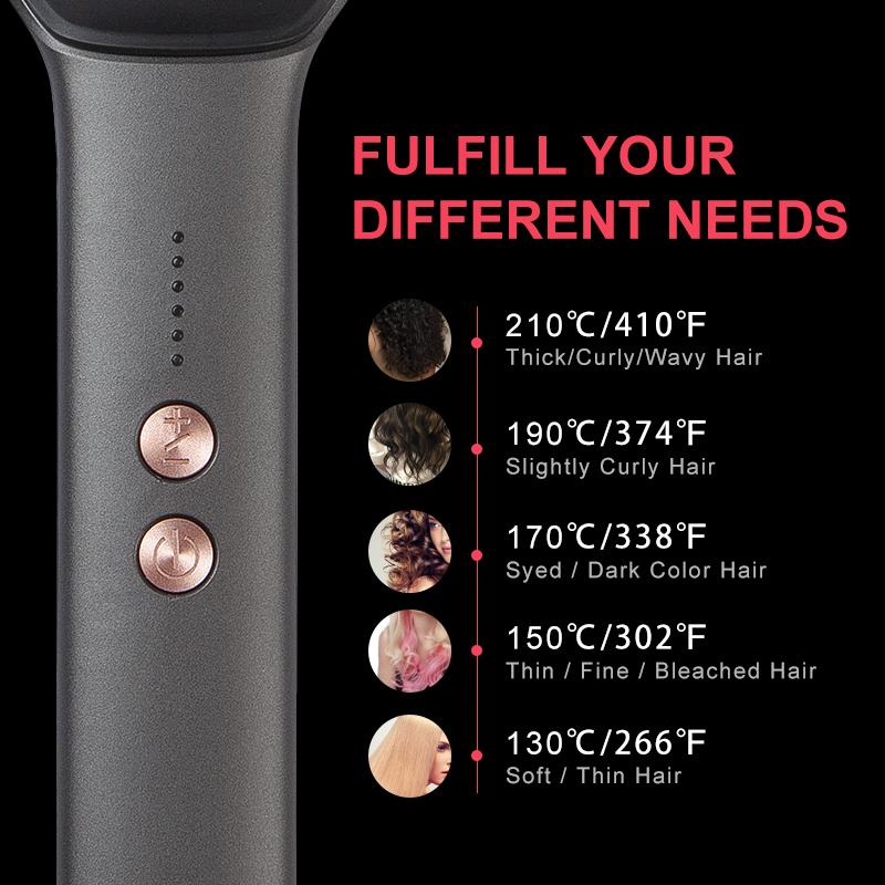 Comfort Hair Straightening and Curling 2 in 1 Comb 30s Fast Heating Brush with Auxiliary Comb for Women 5 Temp Settings, Anti-Scald Auto-Shut Off