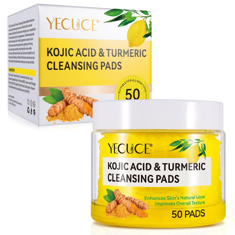 Yecuce Turmeric Kojic Acid Exfoliating Cleansing Pads Skincare Comfort (30 or 50 pads)