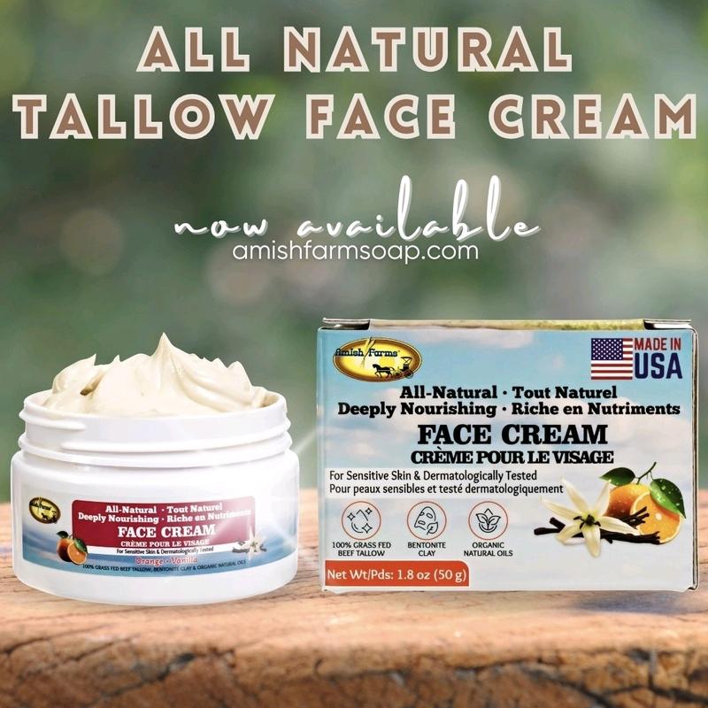 Amish Farms - All Natural Tallow Face Cream:  From The Makers of Amish Farms Soap- Facial Skincare - Skin Repair