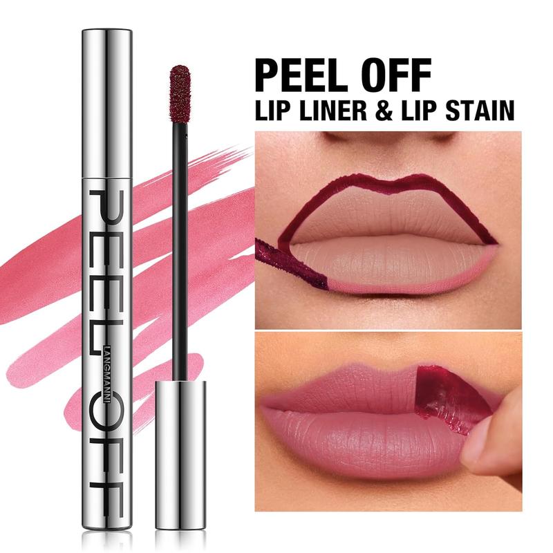 3PCs peel off lip liner stain, tattoo peel off lip liner set, long-lasting, waterproof, transfer-proof, high pigmented color lip liner gift for women (#01 + 02 + 03)