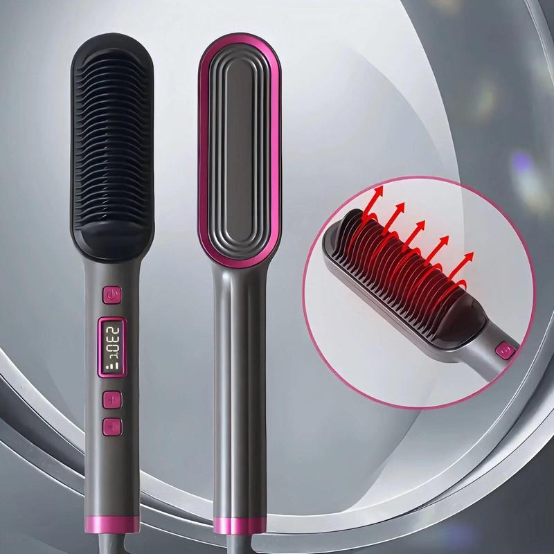 Hair Straightener Brush, Anti-scald Comb Design Hair Straightening Brush, LCD Screen Hot Hair Brush for Smooth Frizz Free Hair