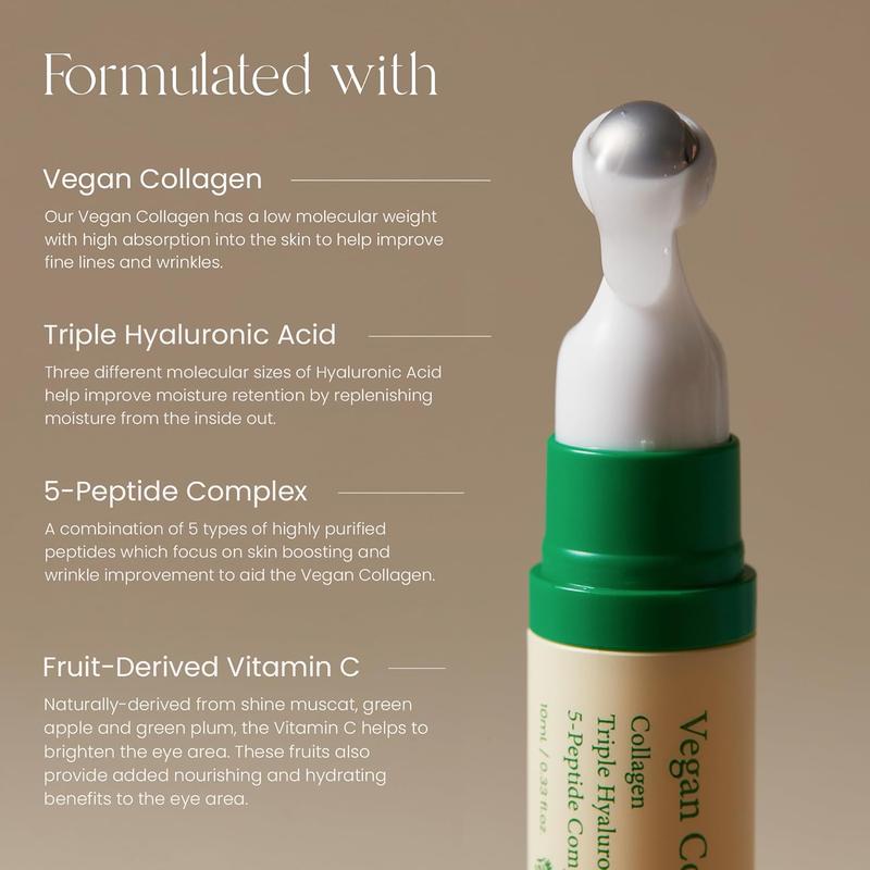 AXIS-Y Vegan Collagen Eye Serum 10ml   0.33fl. oz | Eye Treatment | Korean Skincare Hyaluronic Jojoba Sunflower Comfort