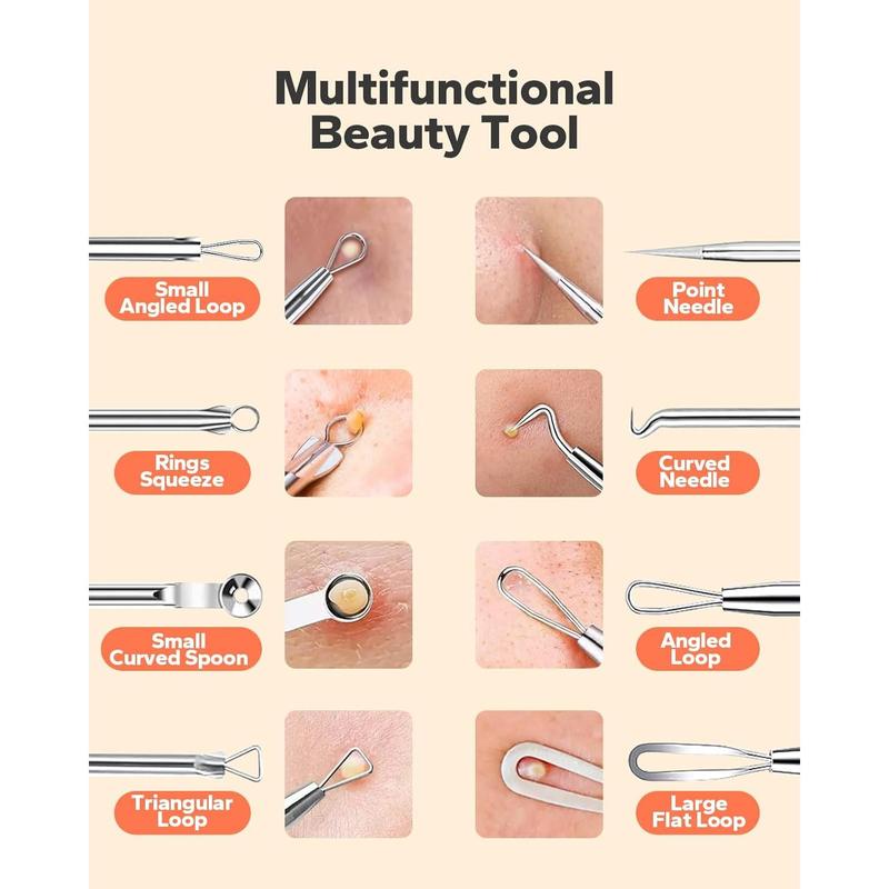 Blackhead Remover Pimple Popper Tool Kit (10 Pcs), Blackhead Extractor, Stainless Extraction Tools, Comedones Extractor Acne Removal Kit for Whitehead Popping, Zit Removing for Nose Face ToolThanksgiving, Christmas, New Year Gift