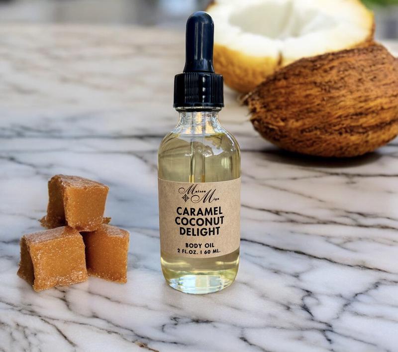 Caramel Coconut  Body Oil - Moisturizing Massage Oil -Non Greasy Oil For Soft Skin