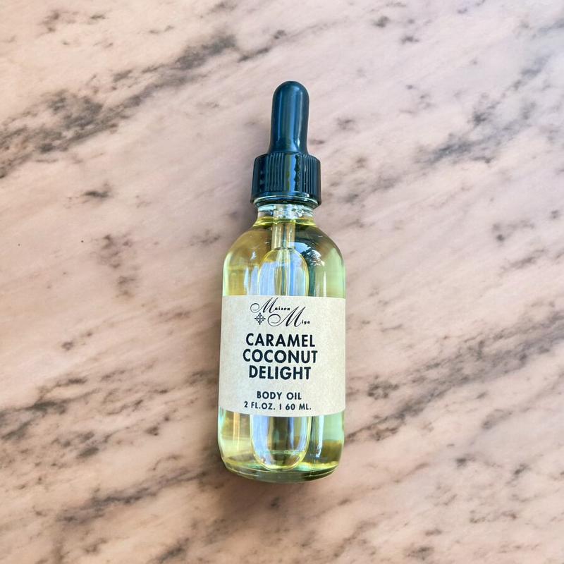 Caramel Coconut  Body Oil - Moisturizing Massage Oil -Non Greasy Oil For Soft Skin