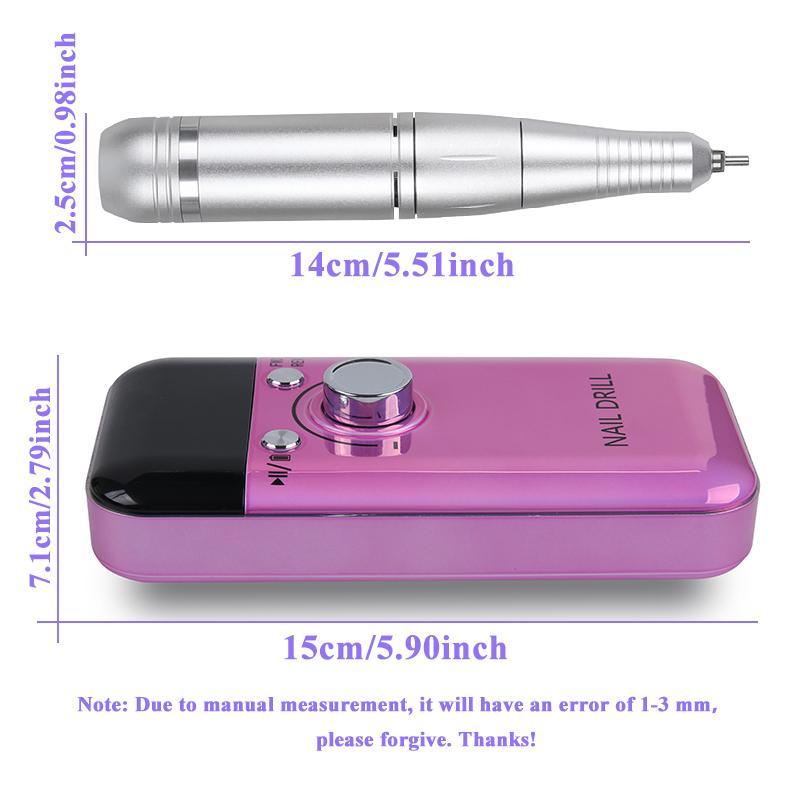 Professional Electric Nail Drill Machine, 1 Set Portable Nail File Manicure Tools, Rechargeable Nail Drill for Gel Nails Polish, Nail Supplies