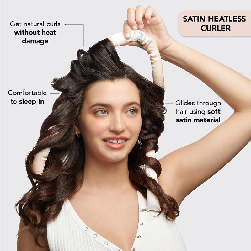 Heatless Curling Rod Headband, Heatless Curler No Heat Curls Ribbon with Hair Clips and Scrunchie, Overnight Sleeping Curls Silk Ribbon Hair Rollers Styling Kit