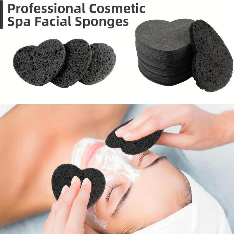 20pcs Compressed Facial Sponge, Heart Shape Facial Cleansing Sponge, Spa Facial Sponges