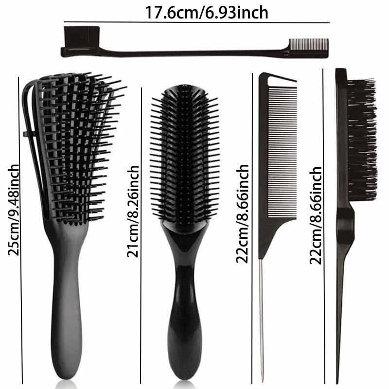 Summer Hair Styling Comb Set, 5 Counts set Hair Detangling & Styling Tool Set, Teasing Hair Brush, Scalp Massage Comb, Hairdressing Comb for Women and Men, Hair Grooming Comb, Hair Beauty Supplies, Hair Product, Christmas Gift