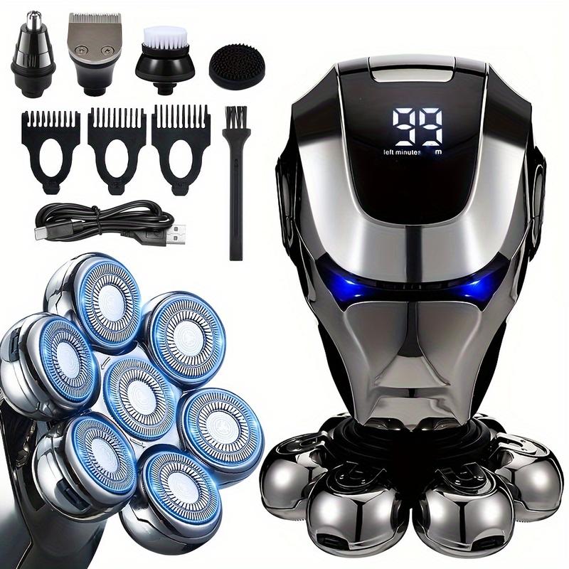 7D Head Shavers For Bald Men, Anti-Pinch Electric Razor For Men, 5-in-1 Men's Grooming Kit With Nose Hair Trimmer, Beard Trimmer For Men, Rechargeable Electric Shavers For Men, Holiday Gift Father's Day Gift