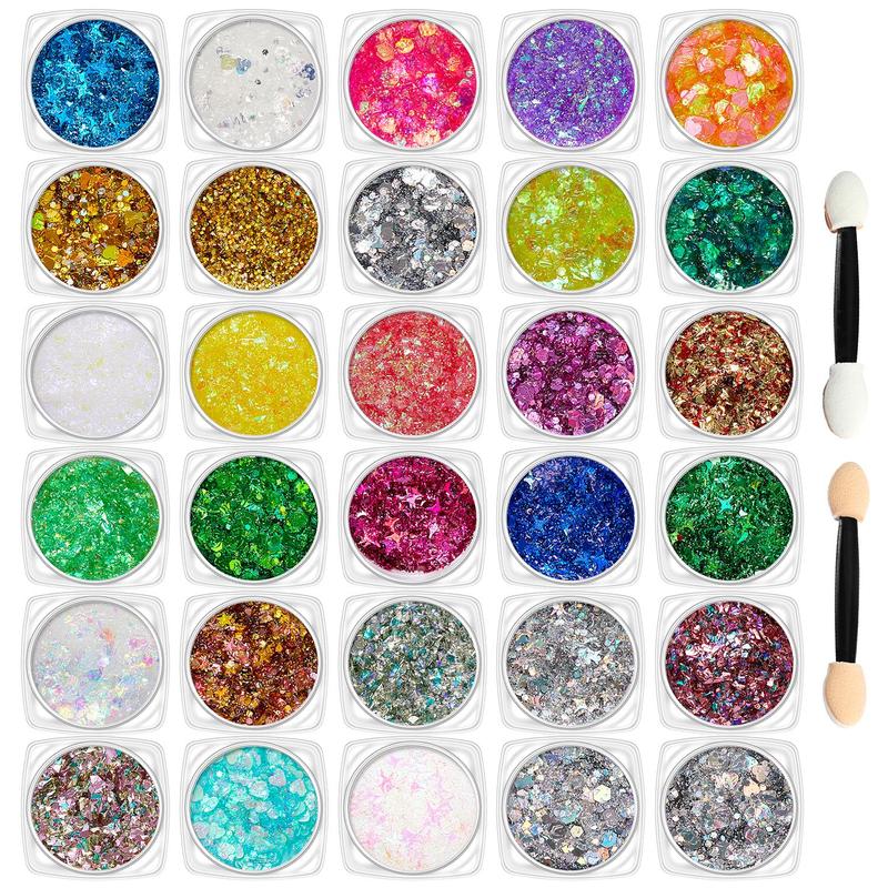 12 Color Glitter Gel with 2 Counts Brush, 3 Counts set Long Lasting Shimmering Body Makeup Kit, Sparkling Makeup Products for Festival Party