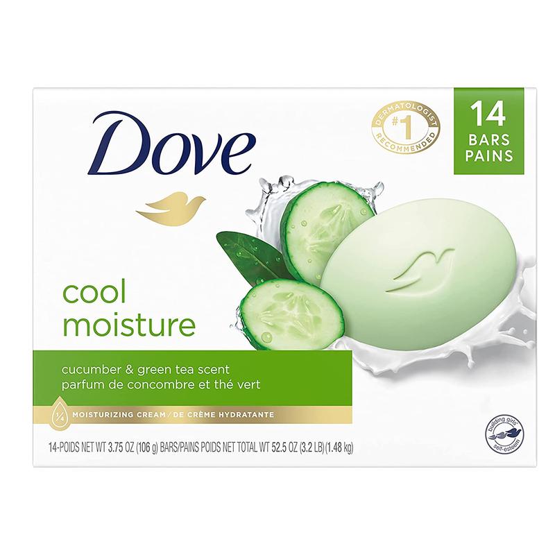 Dove Skin Care Beauty Bar for Softer Skin Cucumber and Green Tea More Moisturizing than Bar Soap 3.75 Oz, 14 Bars Unilever