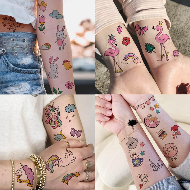 Colorful Animals Pattern Temporary Tattoo Sticker, 60pcs set Funny Waterproof Fake Tattoo Sticker, Body Art Sticker for Kids & Adults