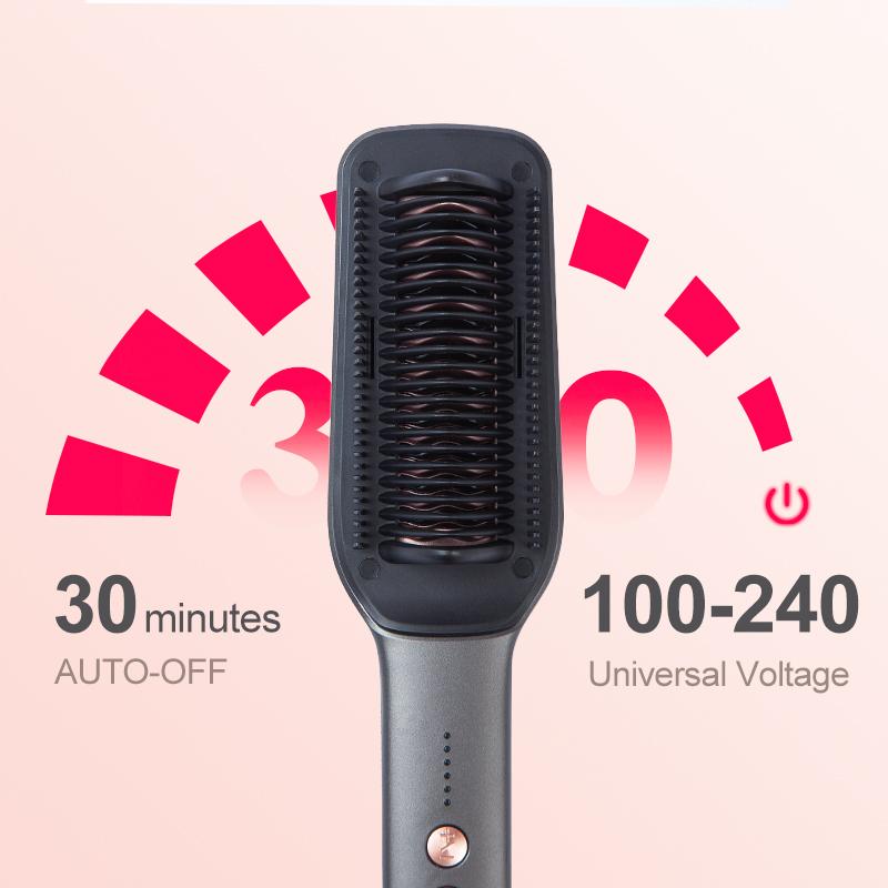 Comfort Hair Straightening and Curling 2 in 1 Comb 30s Fast Heating Brush with Auxiliary Comb for Women 5 Temp Settings, Anti-Scald Auto-Shut Off