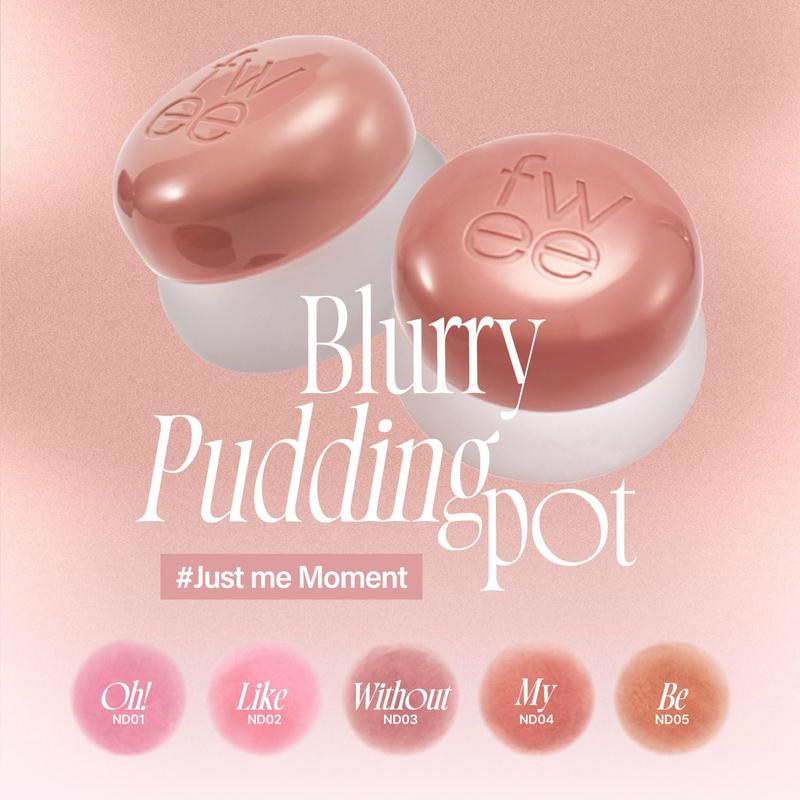 [Fwee] Lip&Cheek Blurry Pudding Pot | Blushed Moment - Crush | Makeup Blush, Buildable Lightweight, Multi-Use Soft Matte Finish | 5g Cosmetic