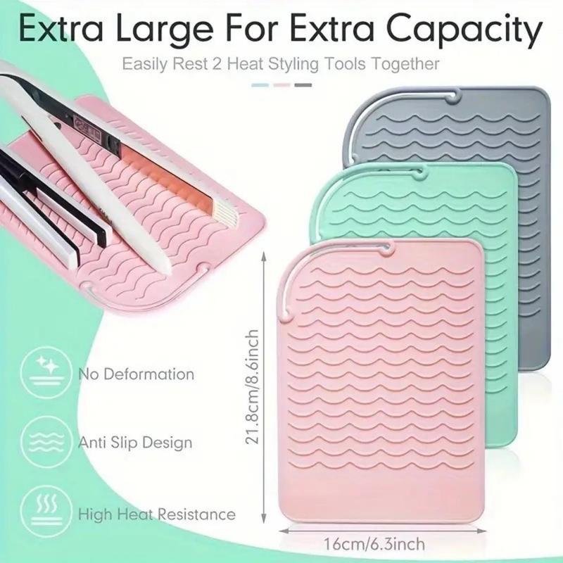 Heat Resistant Silicone Curling Iron Pad, 3 Counts Portable Anti-scald Hair Iron Mat for Hair Styling Tool