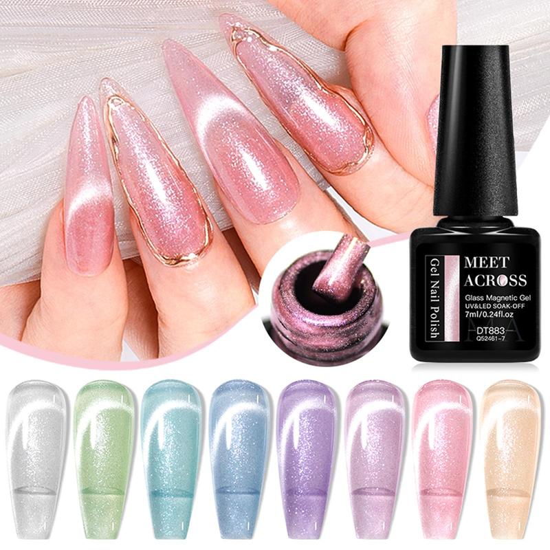 Cat Eye Gel Nail Polish Set with Magnetic Stick, 1 Set Soak Off UV French Cat Eye Gel for Christmas Gift, Nail Art & Nail Polish for Manicure Salon At Home