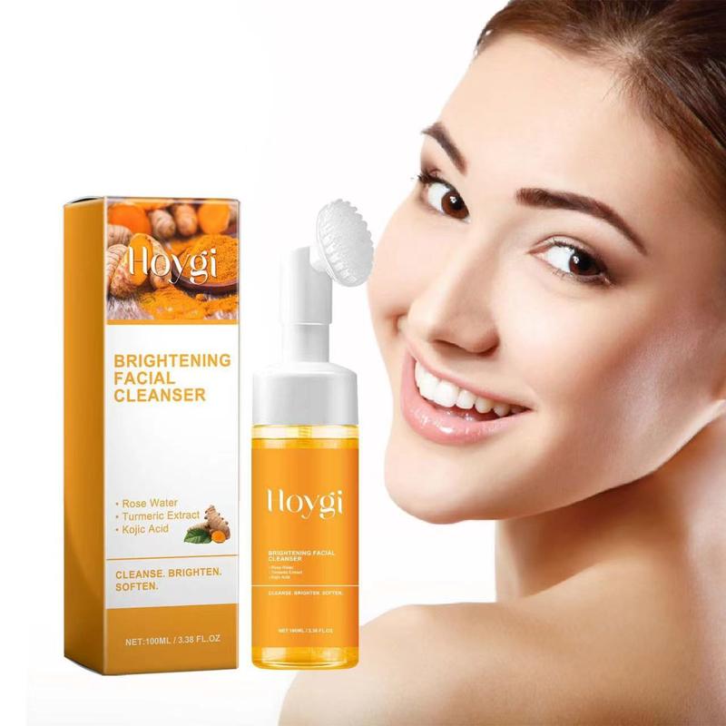 2 pics   NEW - Hoygi Turmeric + Kojic Acid Foaming Facial Cleanser + Silicone Brush Cleansing Skincare