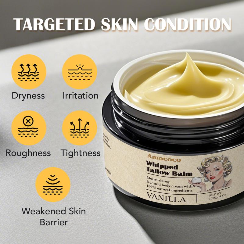 Tallow Honey Cream Moisturizer Vanilla Flavor - Facial Care Cream - Moisturizing - Moisturizing - Skin Care Lotion - Body Care Brightening Cream