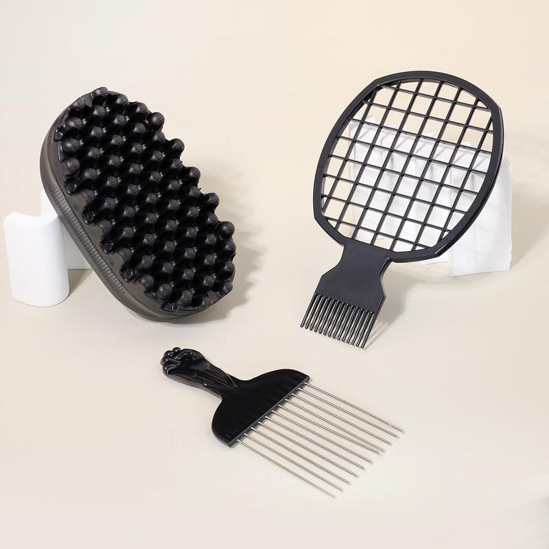 Hair Styling Tool Set, 3 Counts set Hair Brush & Comb & Hair Net, Heatless Styling Tool for Women & Men, Hair Styling Accessories