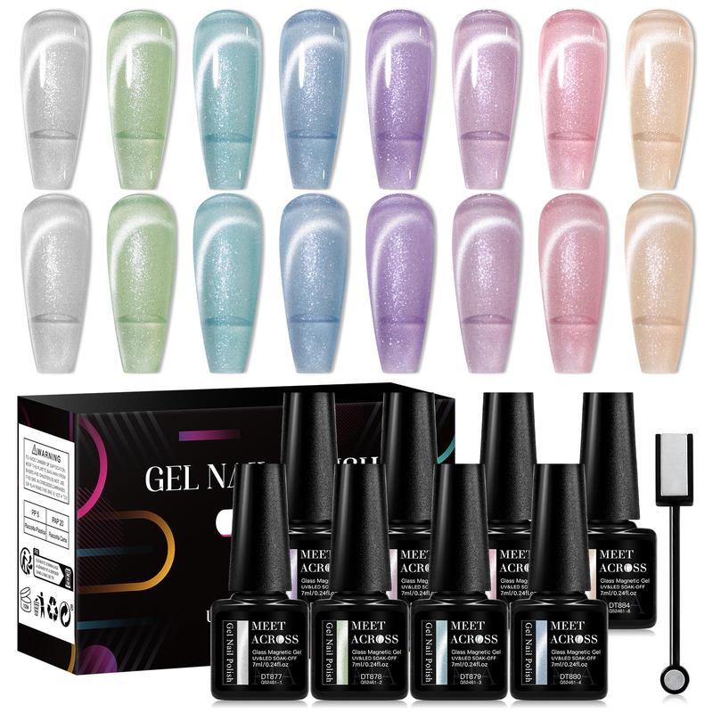 Cat Eye Gel Nail Polish Set with Magnetic Stick, 1 Set Soak Off UV French Cat Eye Gel for Christmas Gift, Nail Art & Nail Polish for Manicure Salon At Home