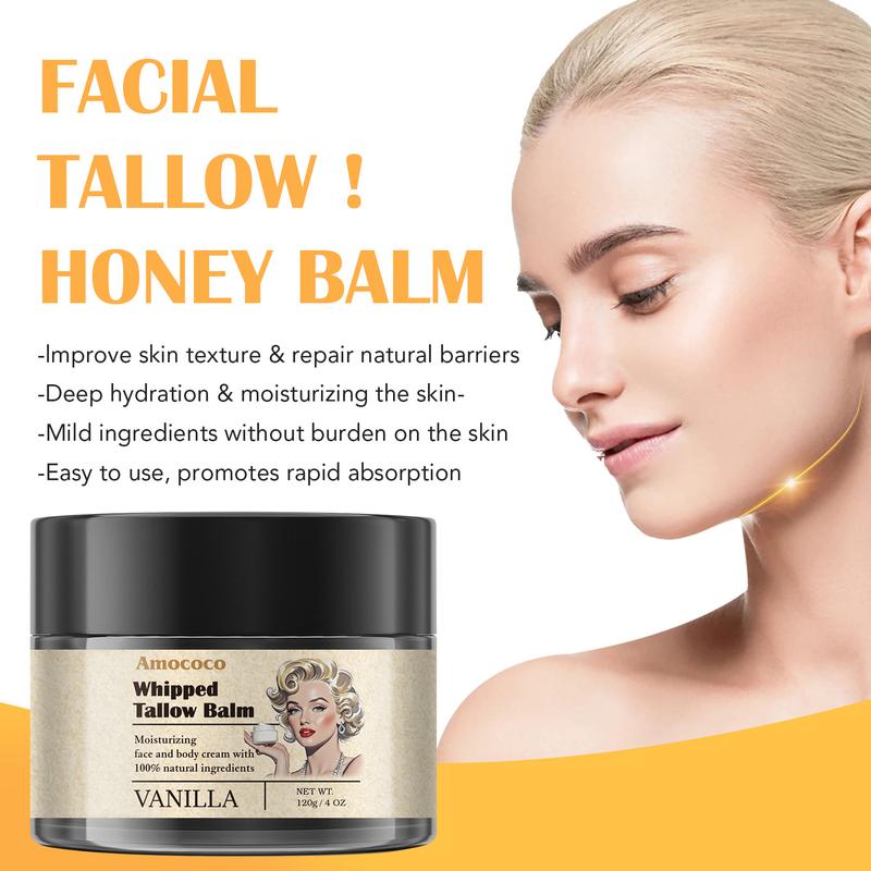 Tallow Honey Cream Moisturizer Vanilla Flavor - Facial Care Cream - Moisturizing - Moisturizing - Skin Care Lotion - Body Care Brightening Cream