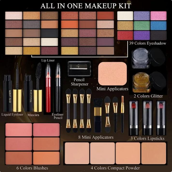 58 Colors Professional Makeup Kit for Women Full Kit,All in One Makeup Set for Women Girls Beginner,Makeup Gift Set with Eye Shadow Blush,Lipstick,Compact Powder,Mascara,Eyeliner,Eyebrow Pencil……