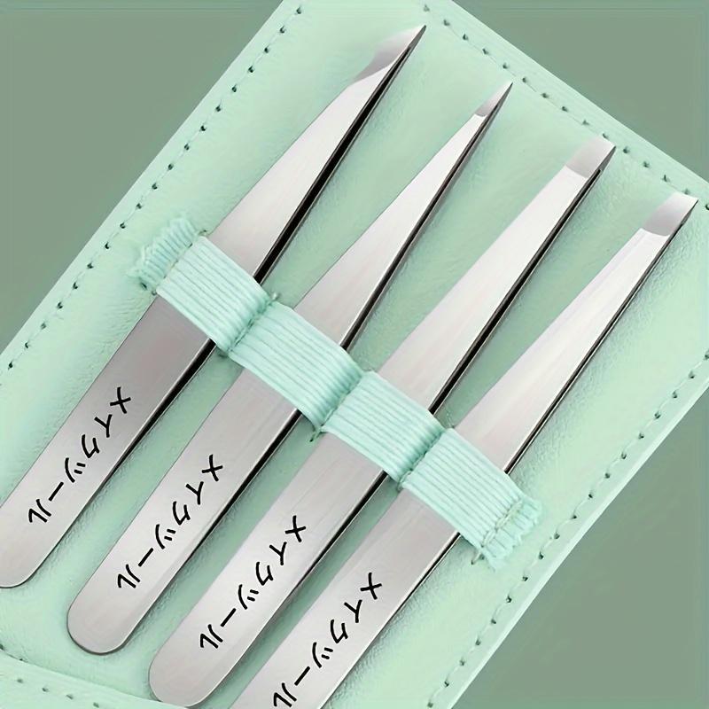 Eyebrow Tweezer (4pcs), Stainless Steel Slanted Eye Brow Clips, Fine Hairs Puller, Facial Hair Care Products