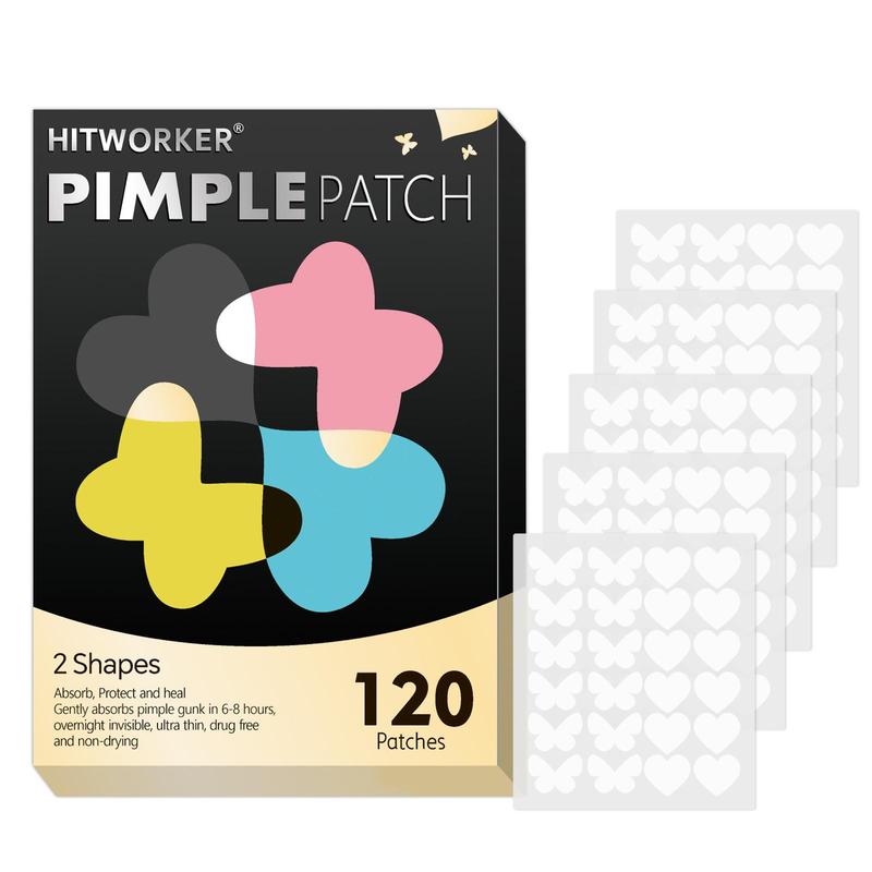 Butterfly & Heart Shaped Hydrocolloid Acne Patches, 120pcs box Gentle Zit Absorbing Cover Patches for Face, Skin Care for All Skin Types