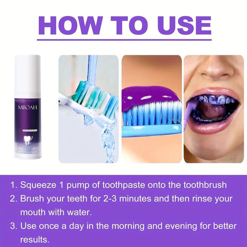 Deep Cleaning Toothpaste, Mini Purple Toothpaste, Clean Stains Oral Odor Care Gums Teeth Toothpaste