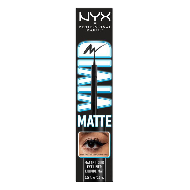 Vivid Matte Liquid Liner, Smear-Resistant Eyeliner with Precise Tip, Black, NYX Professional Makeup