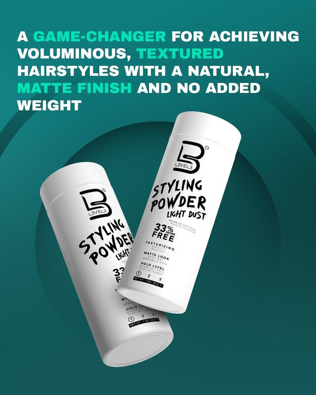 L3 Level 3 Light Hold Styling Powder - Natural Matte Hairstyle - Texturizing and Volumizing