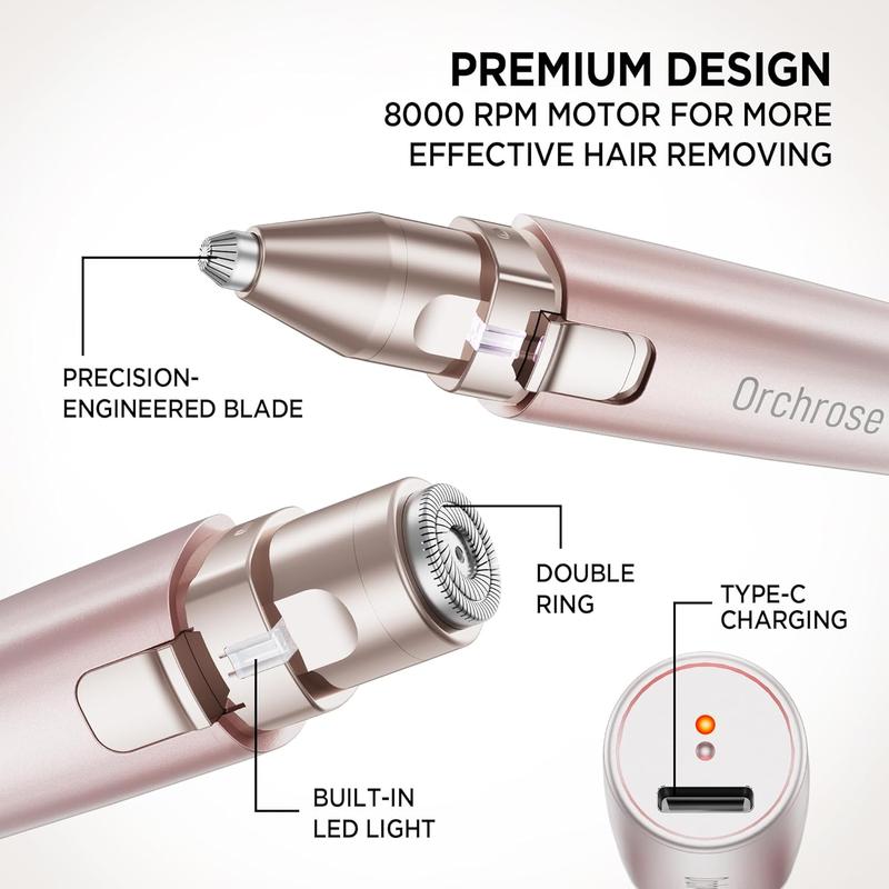 Facial Hair Remover Eyebrow Trimmer: ortable Rechargeable 2 in 1 Face haver for Women - ainless Electric Hair Removal Device for Face Eyebrows each Fuzz Lips with Light (Gradient ink)