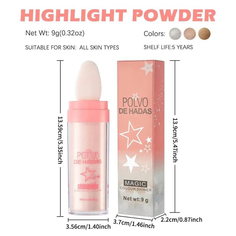 Multi-functional Body Highlighter Powder, 1 Count Lightweight Face Powder, Portable Shimmering Highlighter Powder, Long Lasting Pearly Makeup Powder Stick with Smooth and Fine Powder