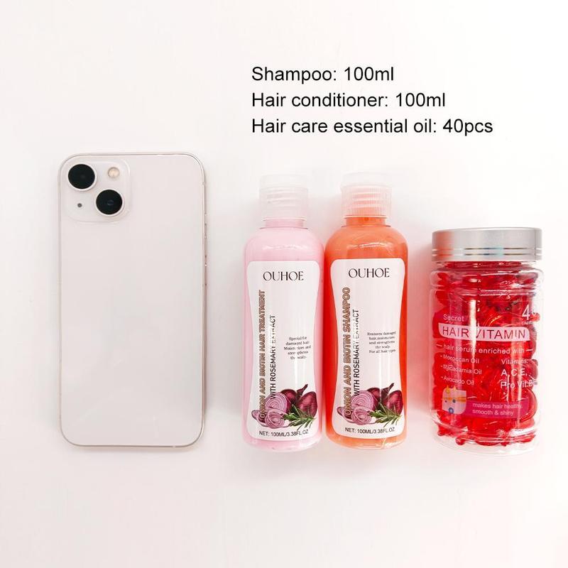 Hair Care Set, 4 Counts set Hair Oil & Hair Capsule, Moisturizing Damaged Hair Care Product for Women & Men