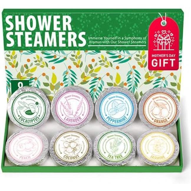 Shower Steamers Aromatherapy - Christmas Gifts for women, 8 Pack Pure Essential Oil Shower Bombs for Home Spa Bath Self Care, Lavender Stress Relief and Relaxation Gifts for Her Stocking Stuffers Pink Body Care Fragrance Lightweight Plant Comfort Skin