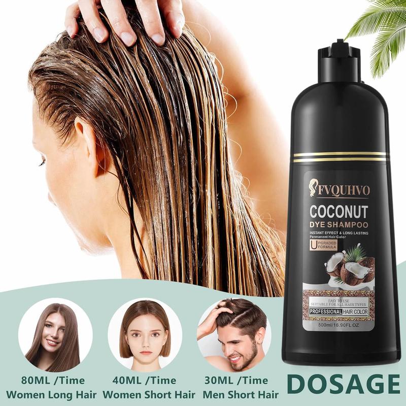 Coconut Oil Hair Colour Shampoo,Botanical Extracts - Long Lasting,Ammonia Free Conditioner Mild Black Hair Colour Shampoo keracolor Haircare brown  hair color dark brown