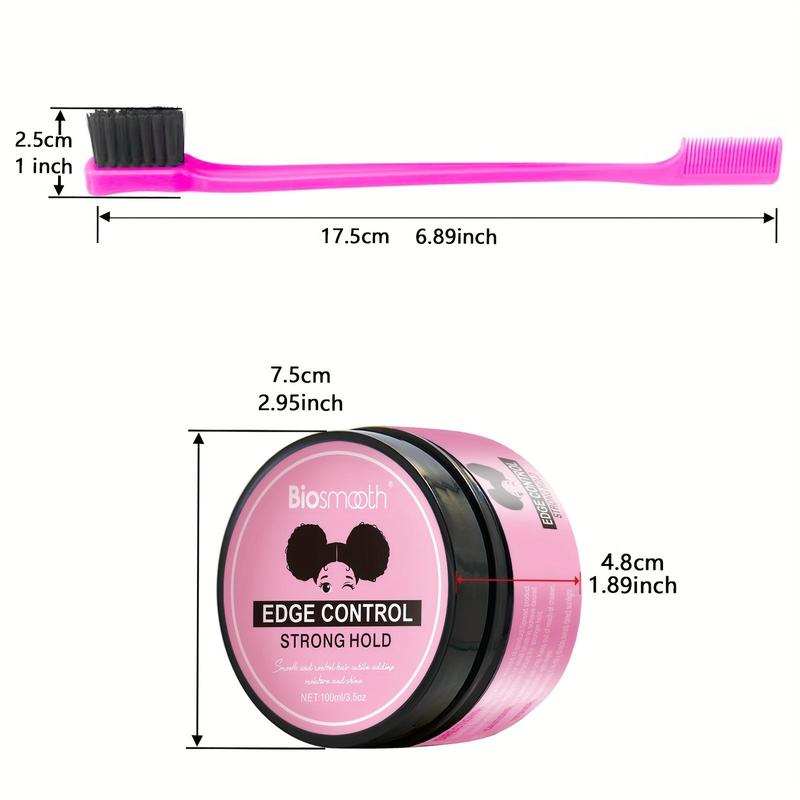 Hair Edge Brush & Hair Mousse, 2pcs Hair Styling Cream & 1pc Brush, Hair Styling Tool for Women & Girls