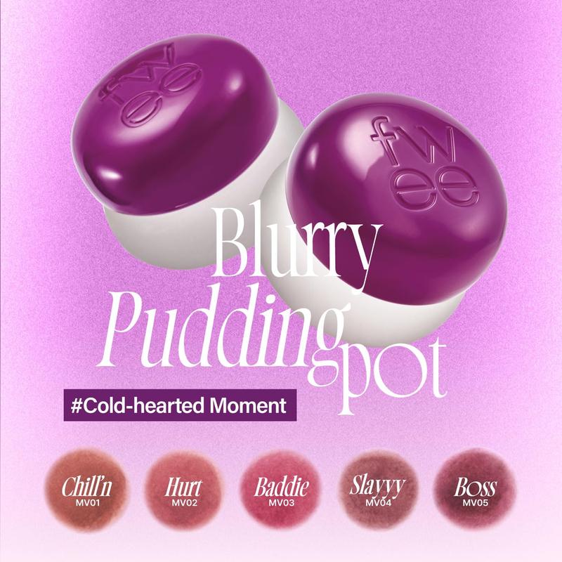 [Fwee] Lip&Cheek Blurry Pudding Pot | Blushed Moment - Crush | Makeup Blush, Buildable Lightweight, Multi-Use Soft Matte Finish | 5g Cosmetic