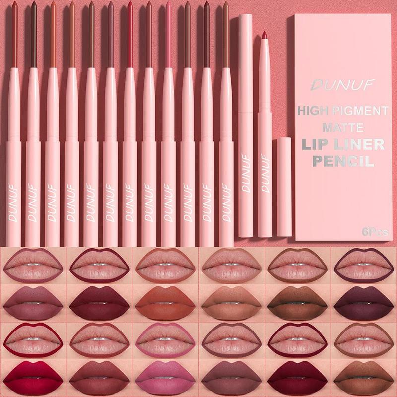 Long Lasting Lip Liner Set, 12pcs set Waterproof Matte High Saturation Lip Liner Pencil, Easy Coloring Lip Makeup Accessories for Women & Girls