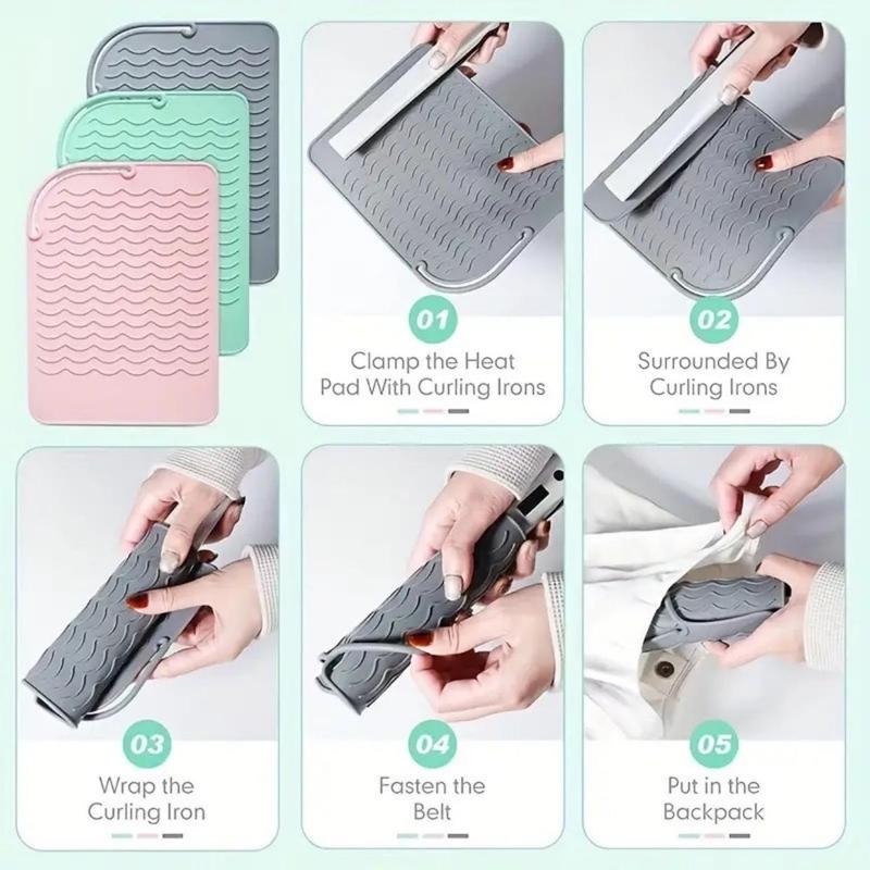 Heat Resistant Silicone Curling Iron Pad, 3 Counts Portable Anti-scald Hair Iron Mat for Hair Styling Tool