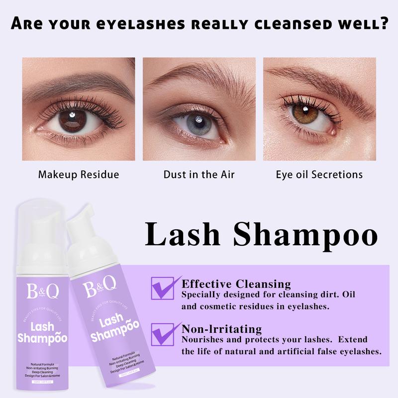 B&Q Lash Shampoo & remover cleaning kit for Lash Extensions-Eyelash Extension Cleanser for Extensions Makeup Makeup Remover