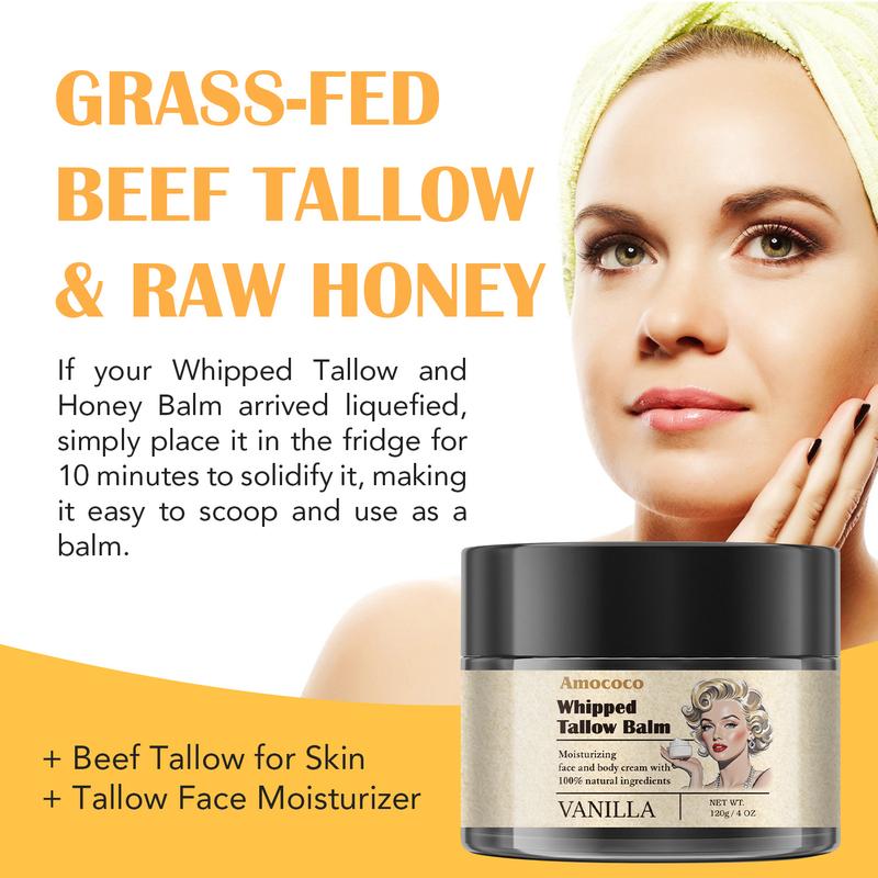 Tallow Honey Cream Moisturizer Vanilla Flavor - Facial Care Cream - Moisturizing - Moisturizing - Skin Care Lotion - Body Care Brightening Cream